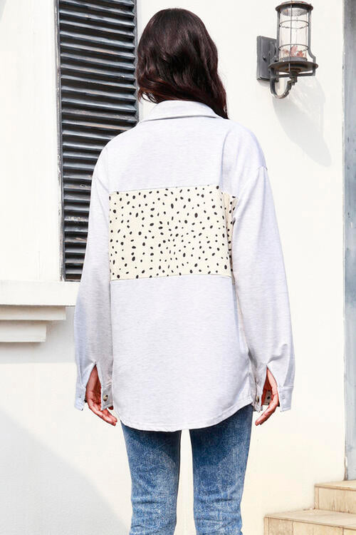 Polka Dot Button Up Long Sleeve Shacket