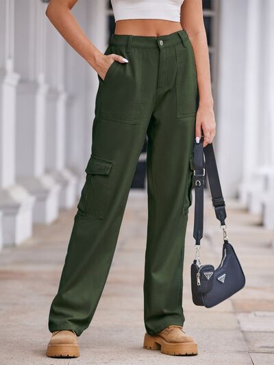 Straight Denim Cargo Pants