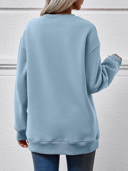 Round Neck Graphic Long Sleeve Sweatshirt