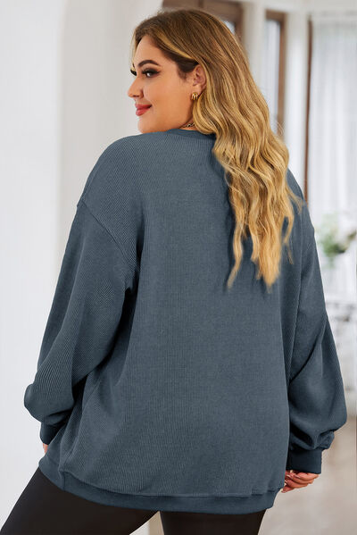 Plus Size Round Neck Dropped Shoulder Sweatshirt