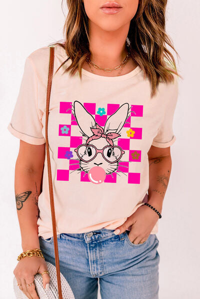 Rabbit Round Neck Short Sleeve T-Shirt