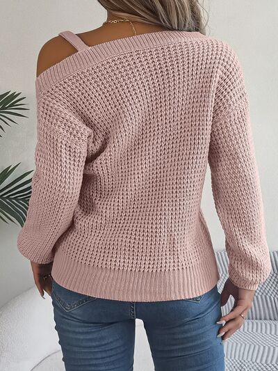 Asymmetrical Neck Long Sleeve Sweater