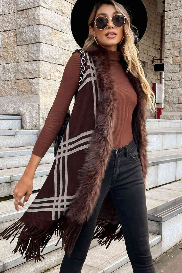 Sleeveless Fringe Detail Cardigan