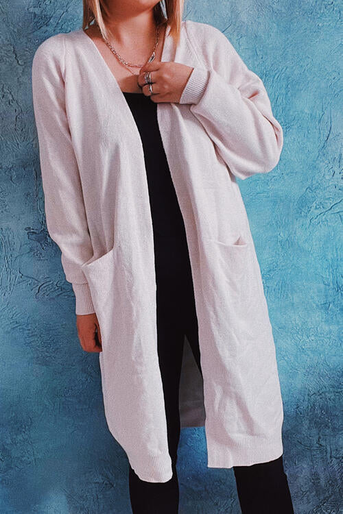 Open Front Longline Cardigan with Pockets